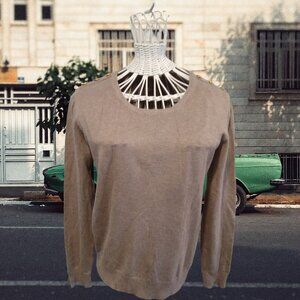 Cielo Women's XL Beige Crewneck Sweater Blouse Button Accents